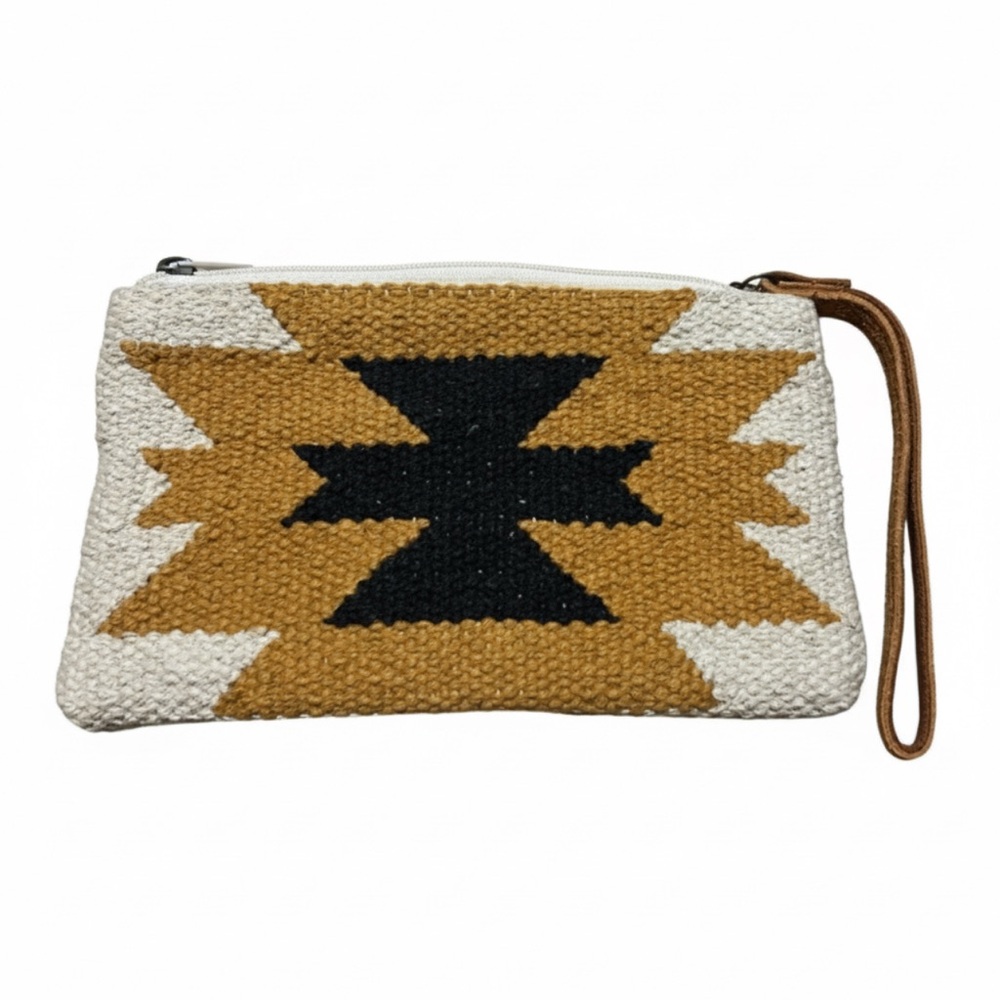 Panche Apparel Geometric Pattern Clutch with Wrist Strap